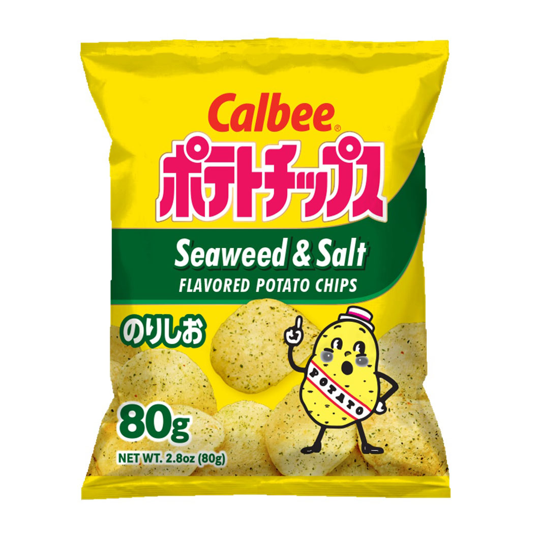 CALBEE POTATO CHIPS SALT & SEAWEED USA 12/2.80 OZ