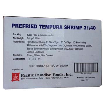 PACIFIC PARADICE FOOD SHRIMP TEMPURA 31/40 VIETNAM     4/30PC