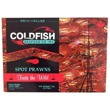 COLD FISH SEAFOOD SPOT PRAWN (XL) FROZEN WLD CANADA 12/2.2 #