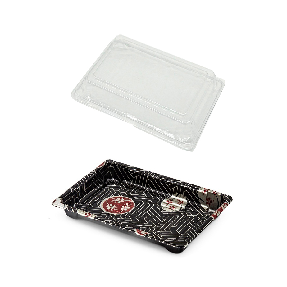 STI ST3-008SB SUSHI TRAY SAKURA WITH LID R1 8/50 PC