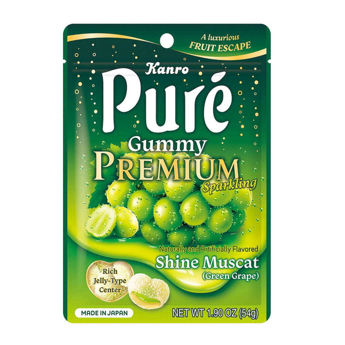 KANRO PURE GUMMY PREMIUM SHINE MUSCAT SPARKLING 12/6/1.90 OZ
