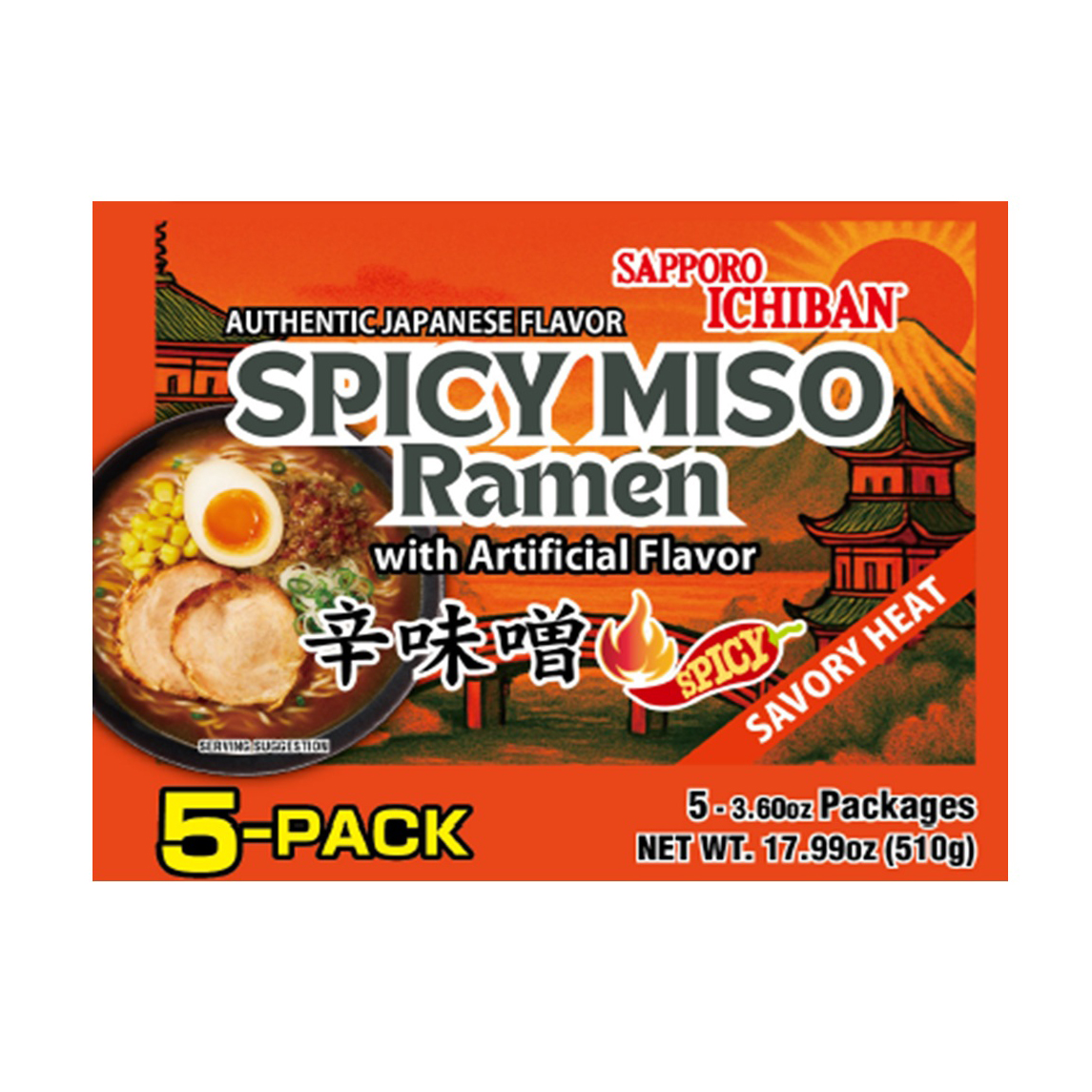 SAPPORO ICHIBAN SPICY MISO RAMEN  5P 6/17.99 OZ