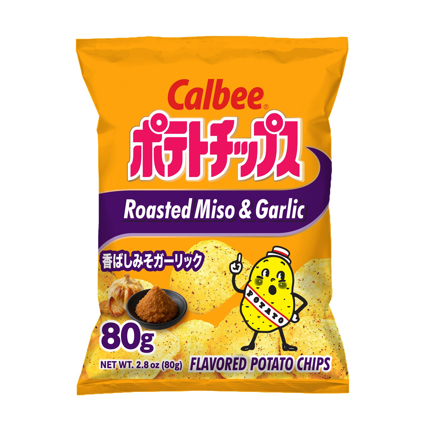 CALBEE POTATO CHIPS ROASTED MISO & GARLIC 12/2.80 OZ