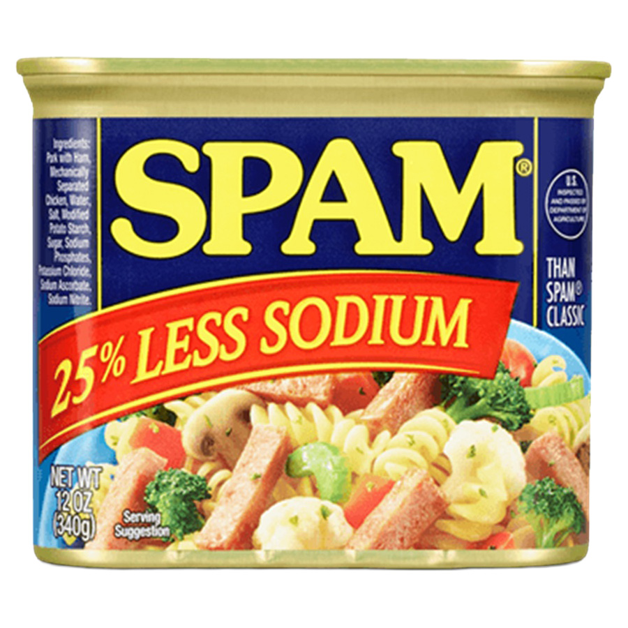 HORMEL SPAM 25% LESS SODIUM  12/12.00 OZ