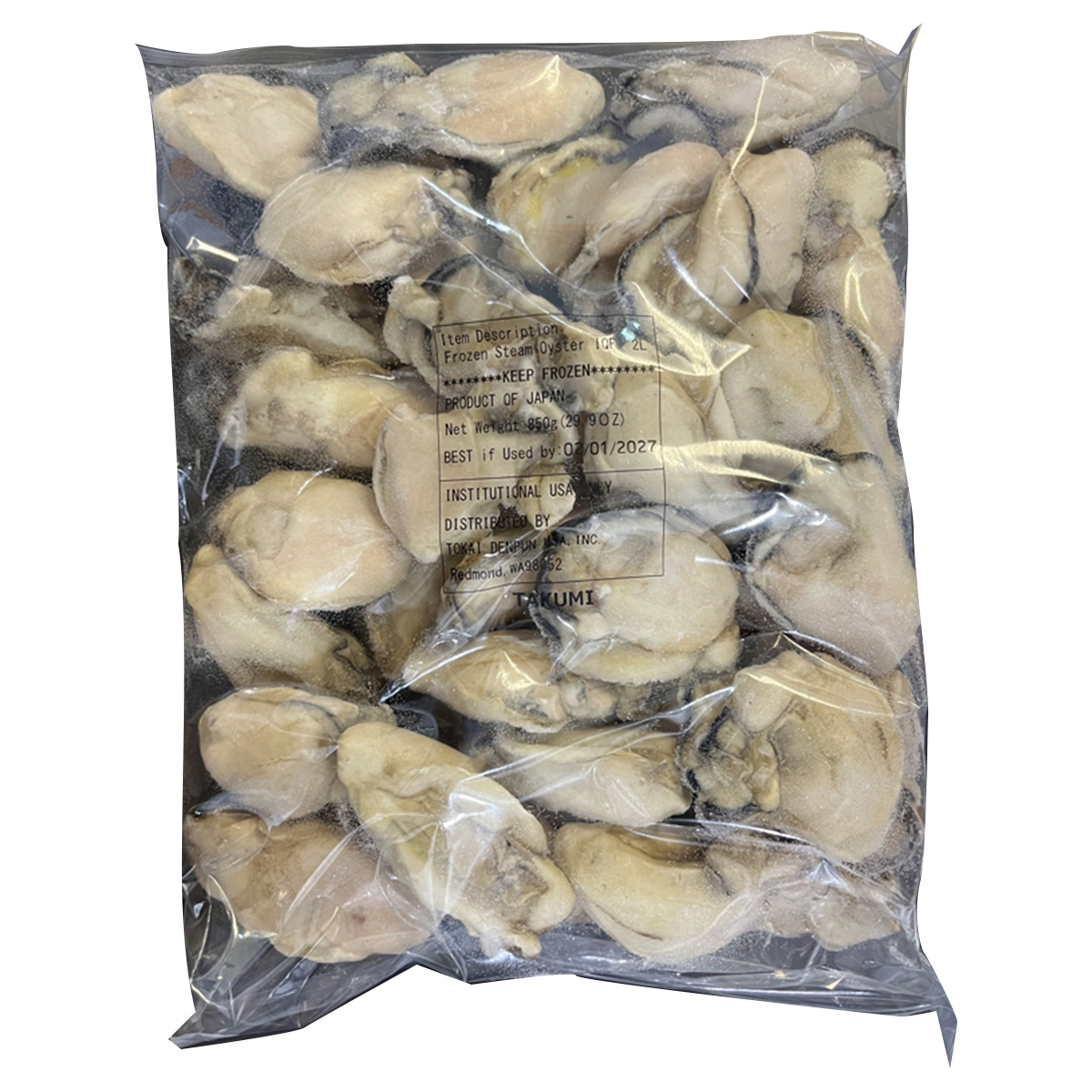 TAKUMI STEAMED OYSTER 2L IQF FRM JPN  10/29.90 OZ