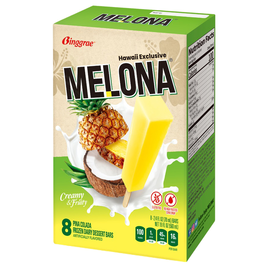 BINGGRAE MELONA PINA COLADA ICE BAR 8P USA 8/19.00 FZ