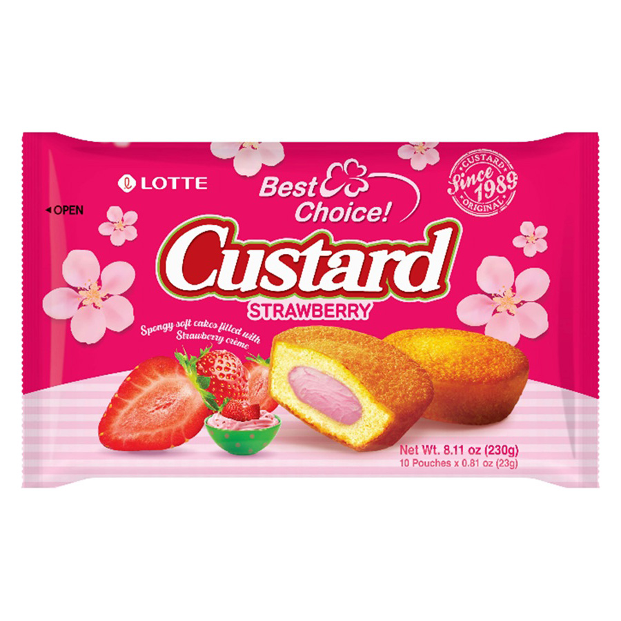 LOTTE CUSTARD CAKE STRAWBERRY 12P 8/8.11 OZ