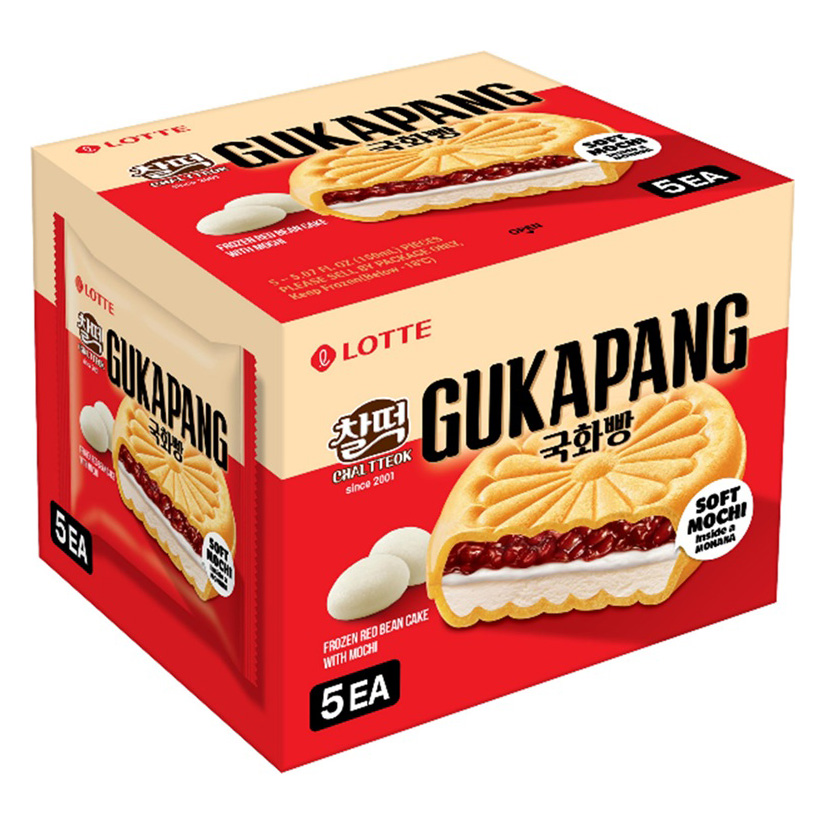 LOTTE GUKAPANG MONAKA ICE RED BEAN CAKE W/SOFT MOCHI 5P 6/25.35 FZ