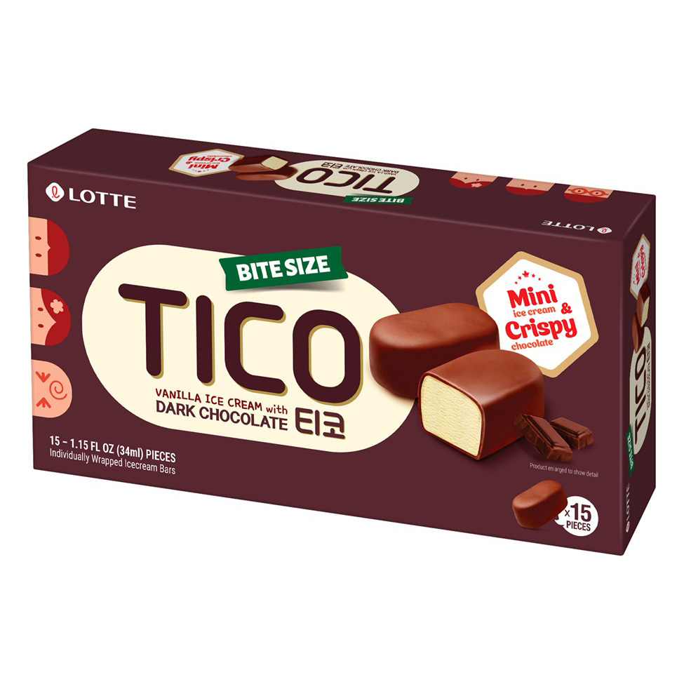 LOTTE TICO VANILLA ICE CREAM WITH DRAK CHOCOLATE 15P 6/17.25 FZ