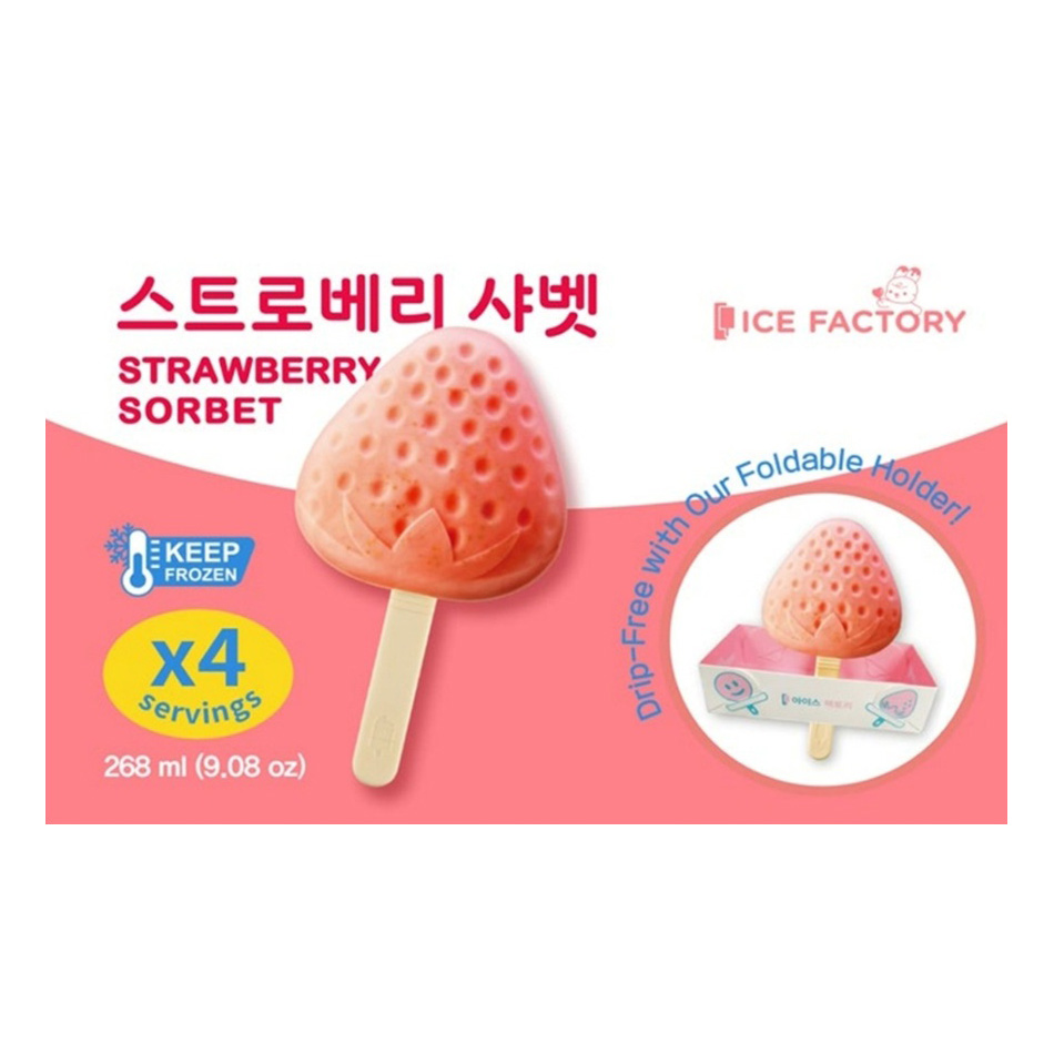 ICE FACTORY STRAWBERRY SORBET 4P 16/9.08 OZ