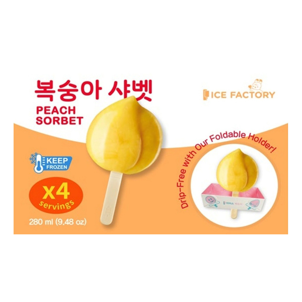 ICE FACTORY PEACH SORBET 4P   16/9.48 OZ