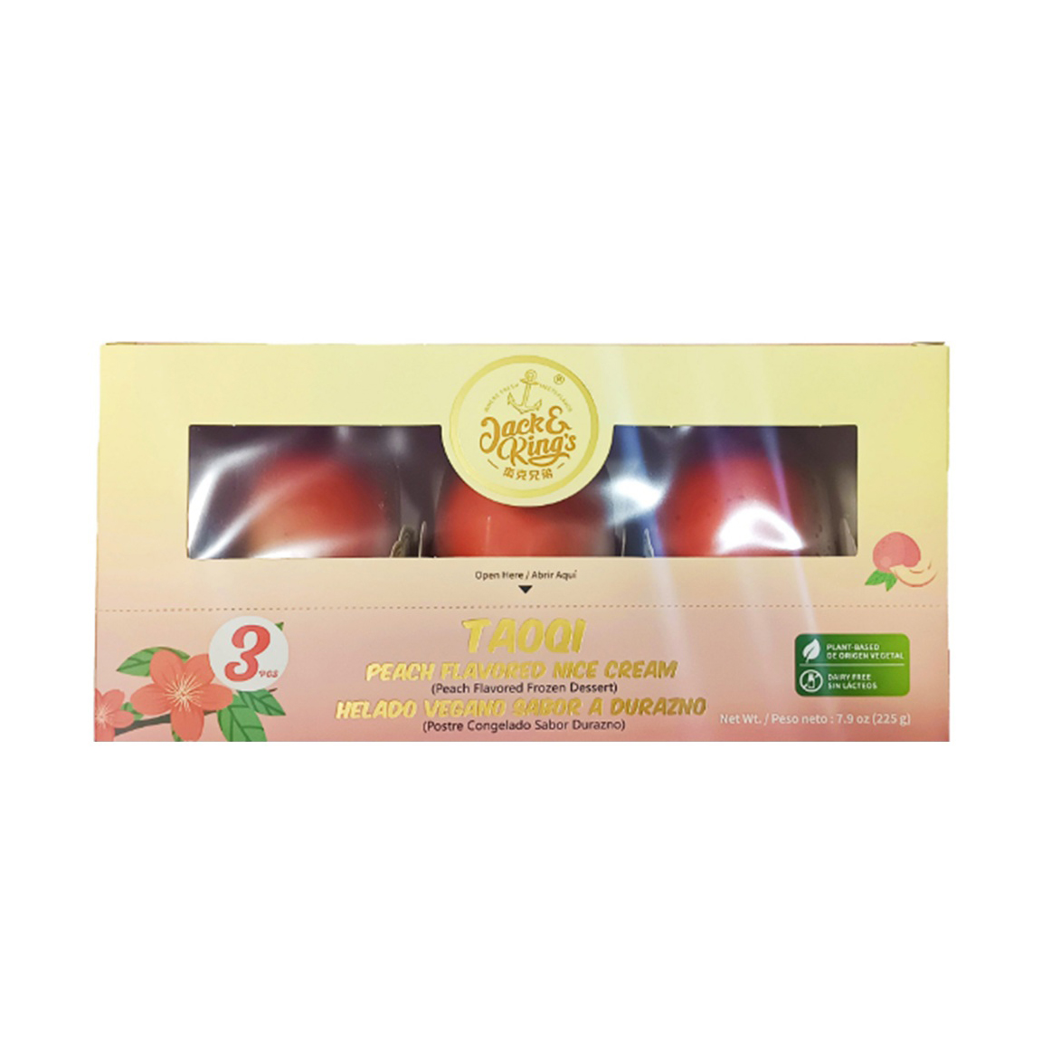 JACK & KING'S PEACH FLAVORED ICE CREAM TAOGI NON DAIRY 3P 8/7.90 OZ