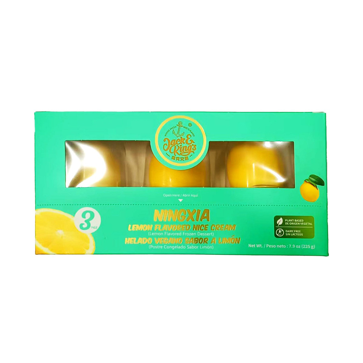JACK & KING'S LEMON FLAVORED ICE CREAM NINGXIA NON DAIRY 3P 8/7.90 OZ