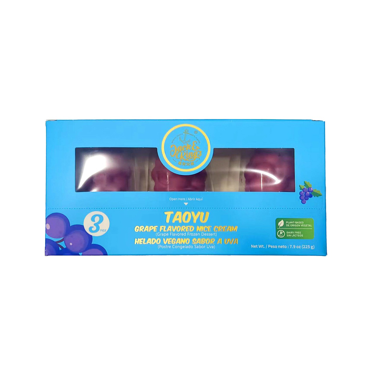 JACK & KING'S GRAPE FLAVORED ICE CREAM TAOYU NON DAIRY 3P 8/7.90 OZ