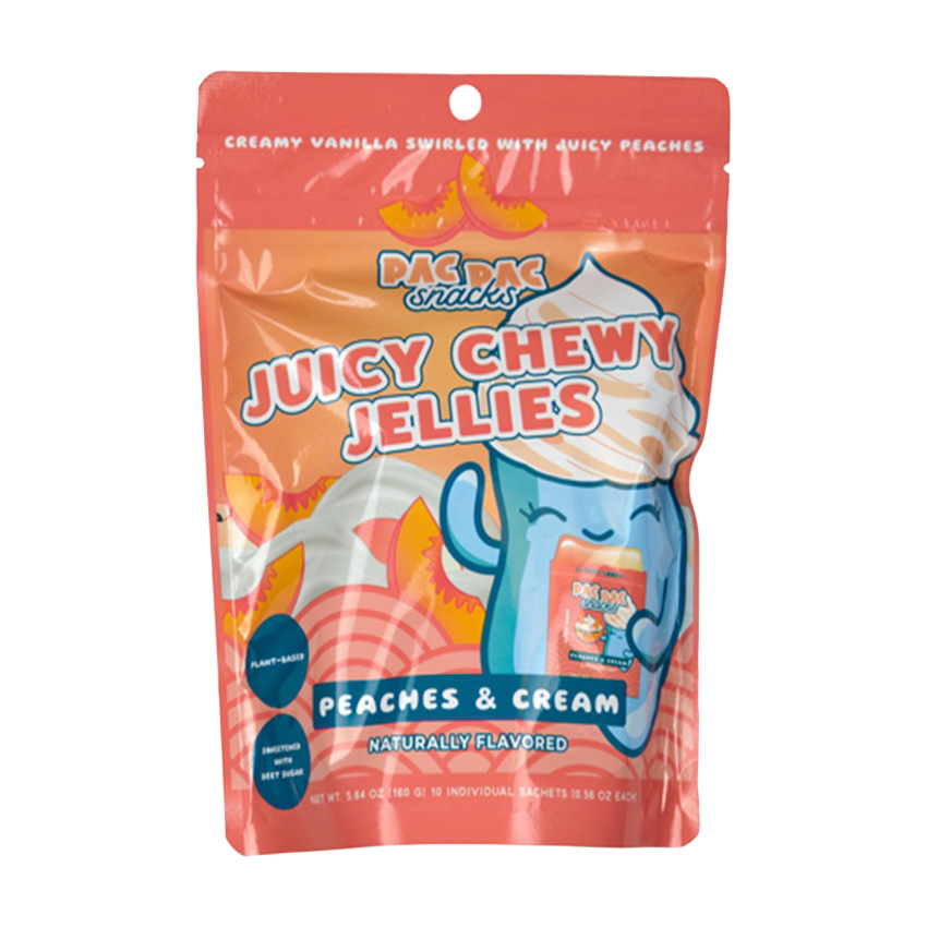 PAC PAC JUICY CHEWY JELLIES PEACHES & CREAM 12/5.64 OZ