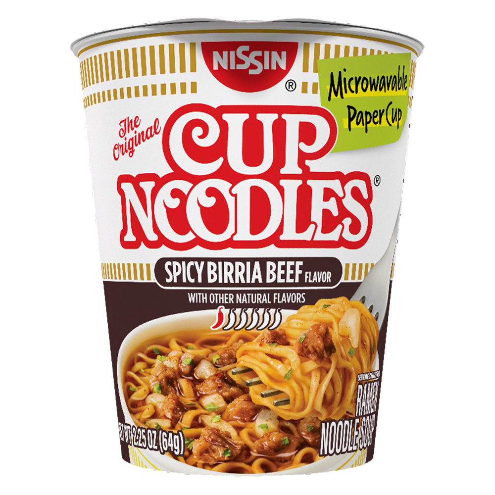 NISSIN FOODS CUP NOODLE SPICY BIRRIA BEEF  12/2.25 OZ