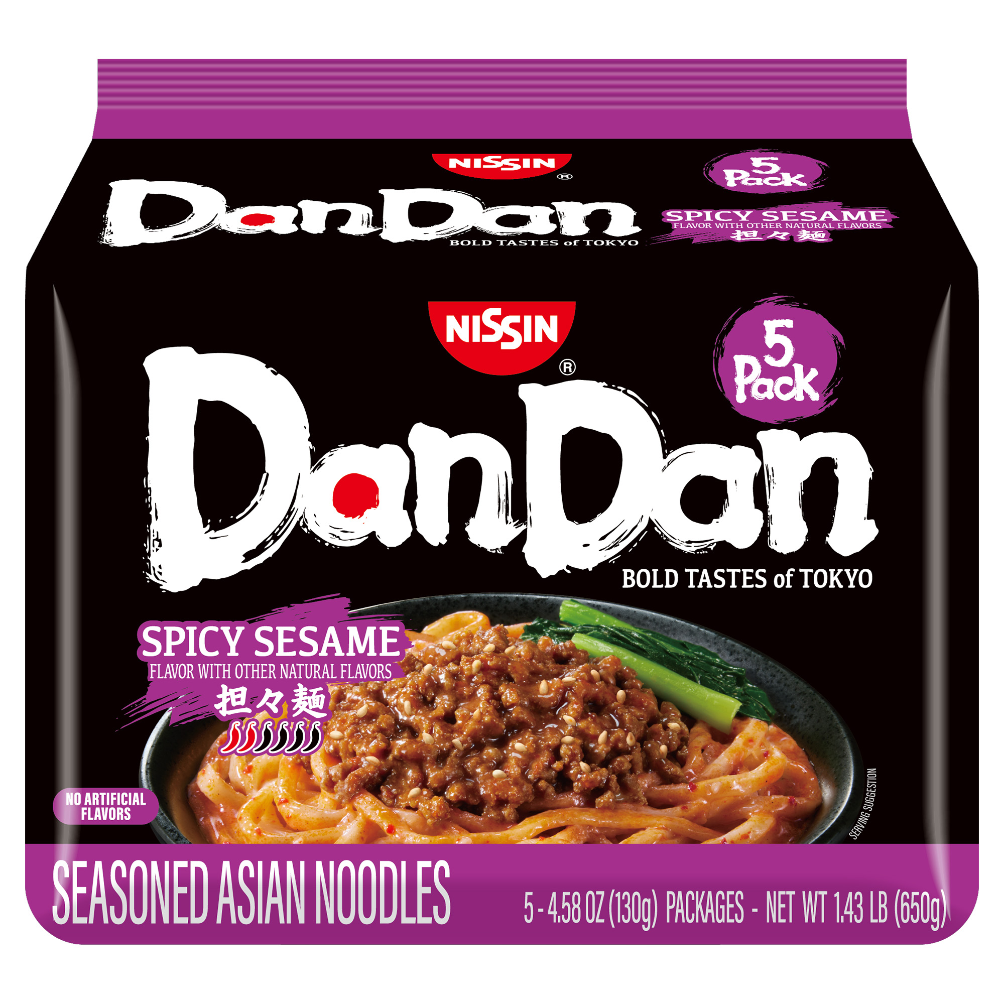 NISSIN FOODS DAN DAN SPICY SESAME ASIAN NOODLES 5P     4/1.43 #