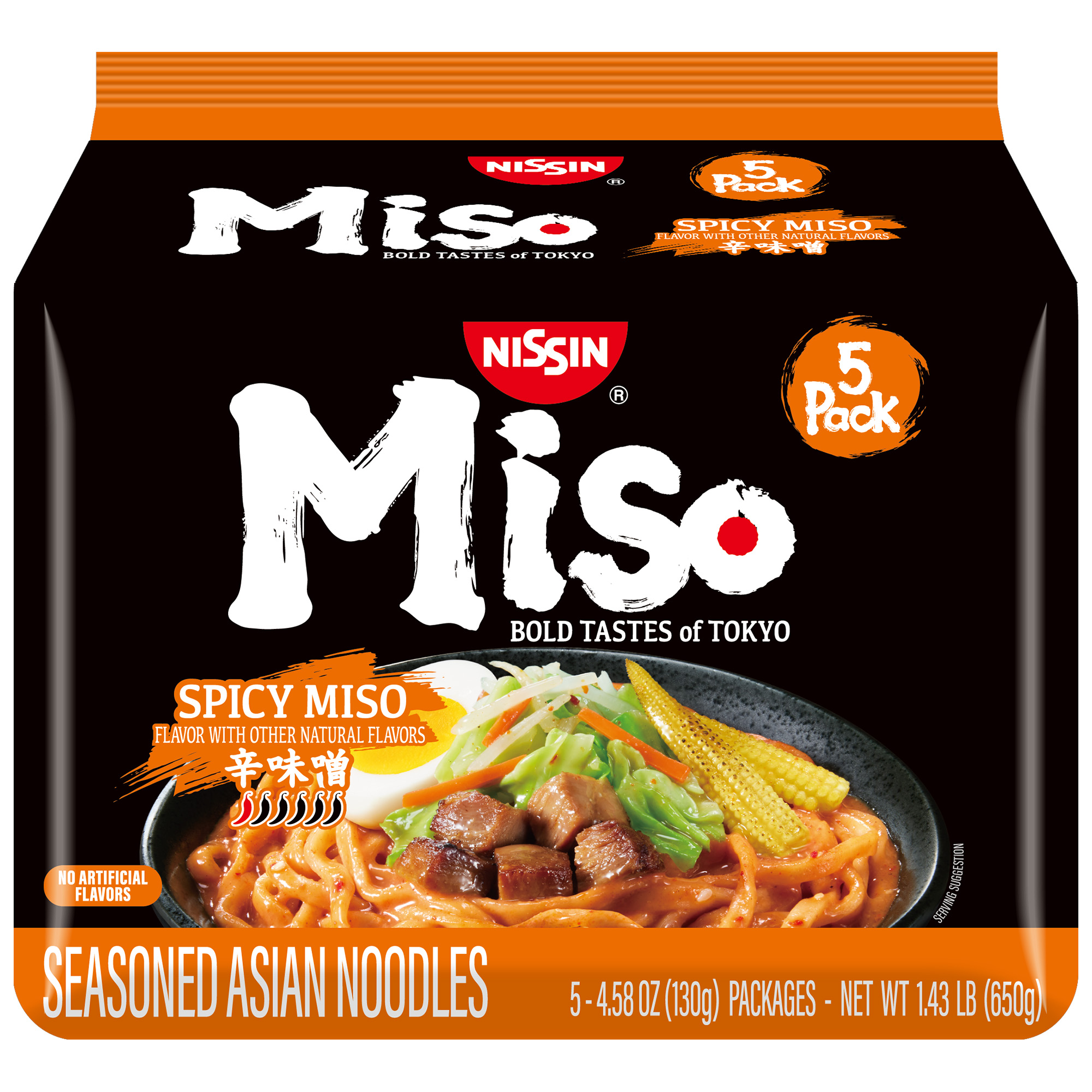 NISSIN FOODS MISO SPICY MISO ASIAN NOODLE 5P 4/1.43 #