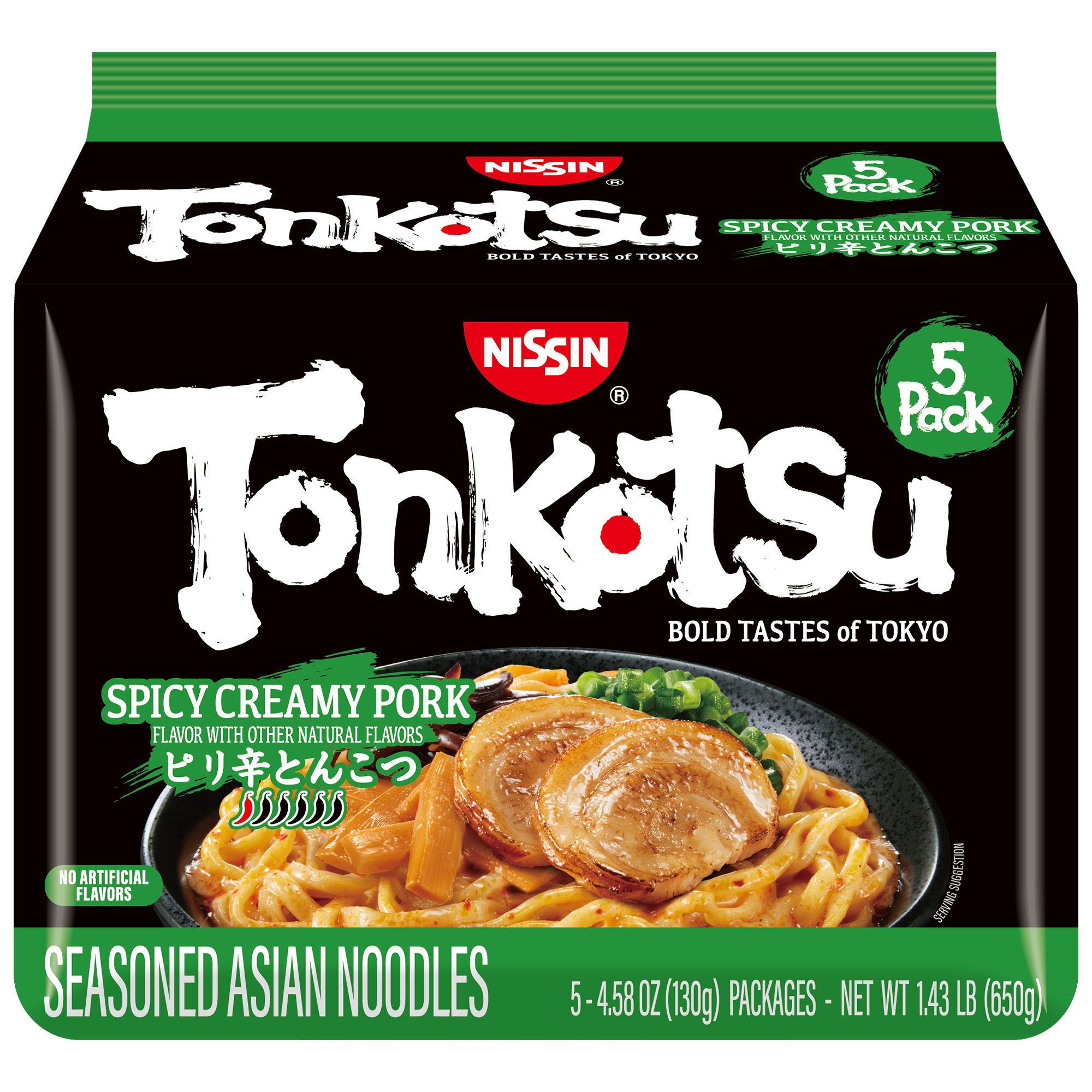 NISSIN FOODS TONKOTSU SPICY CREAMY PORK ASIAN NOODLE 5P 4/1.43 #