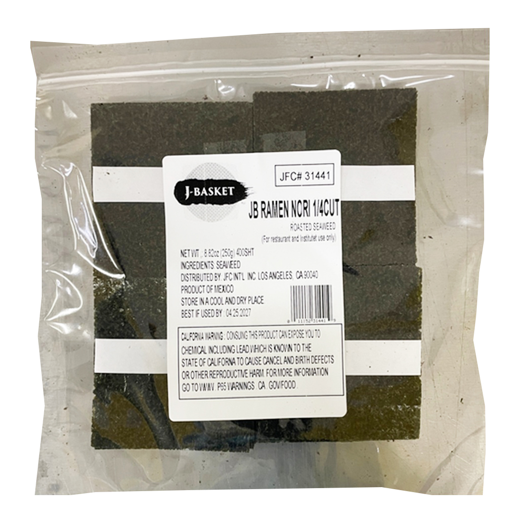 J-BASKET RAMEN NORI ROASTED SEAWEED 1/4 CUT          5/400 SHEET