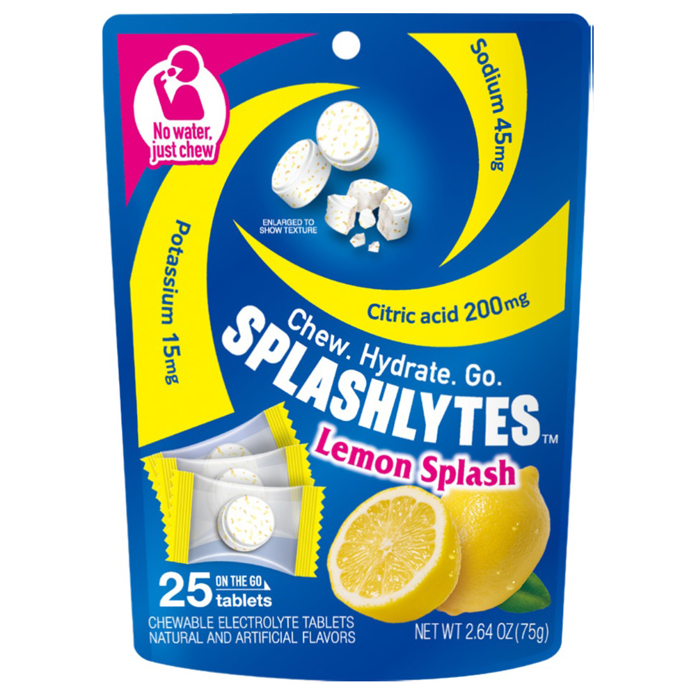 KABAYA SPLASHLYTES LEMON SPLASH CHEWABLE ELECTROLYTE TABLETS 25P 8/6/2.64 OZ