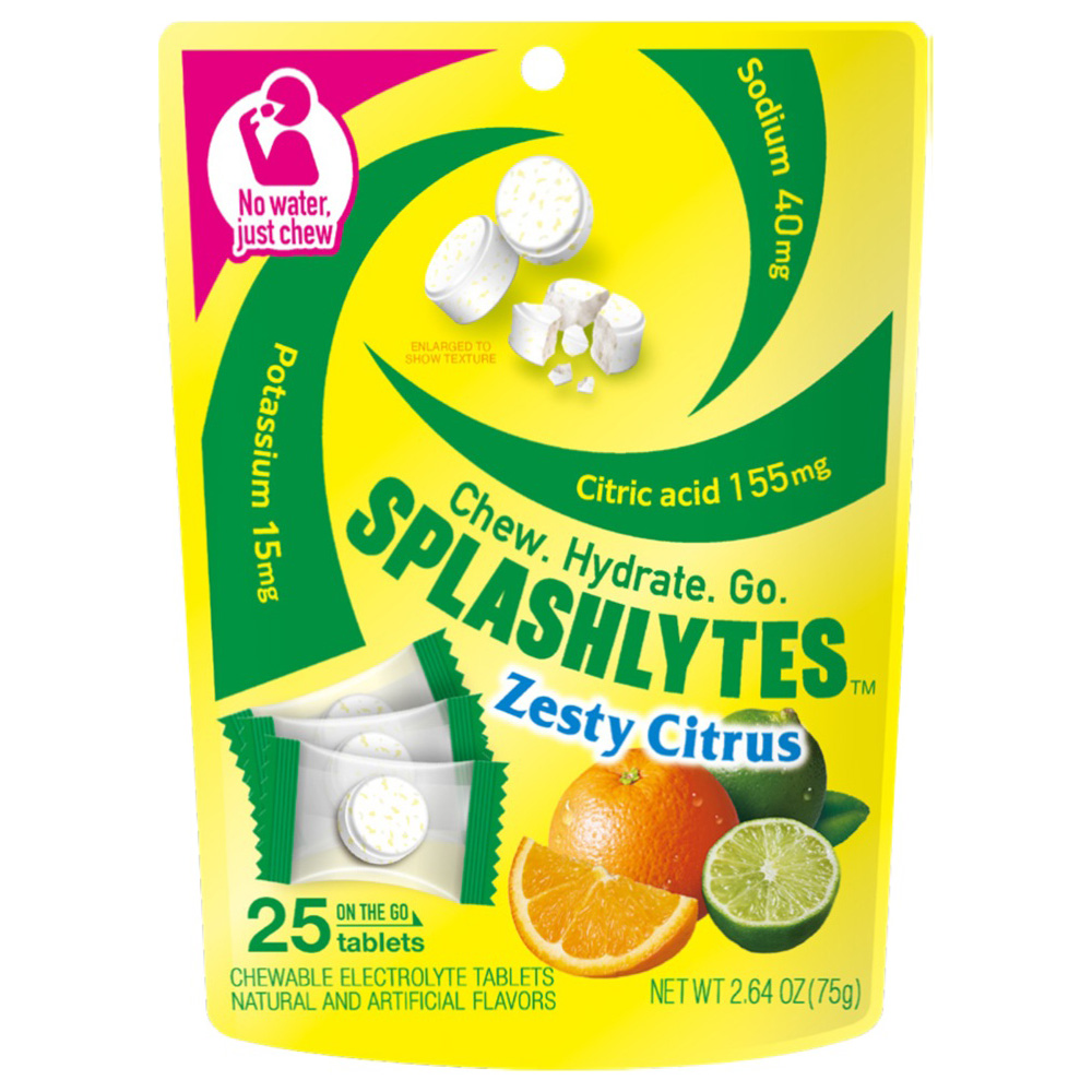 KABAYA SPLASHLYTES ZESTY CITRUS CHEWABLE ELECTROLYTE TABLETS 25P 8/6/2.64 OZ