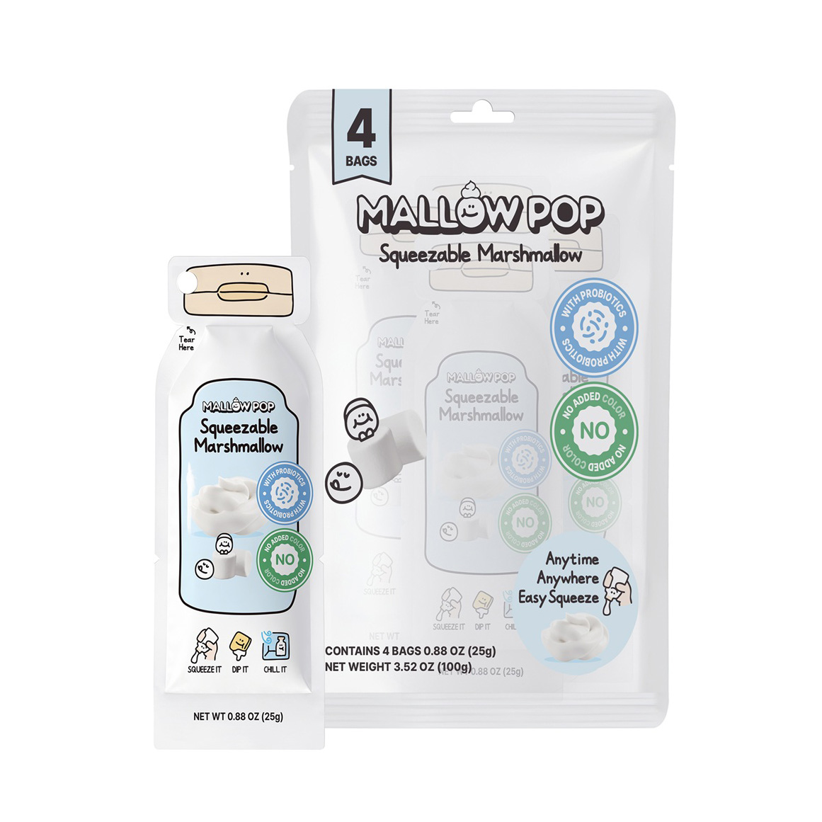 MALLOW POP SQUEEZABLE MARSHMALLOW W/PROBIOTICS 4P 12/3.52 OZ