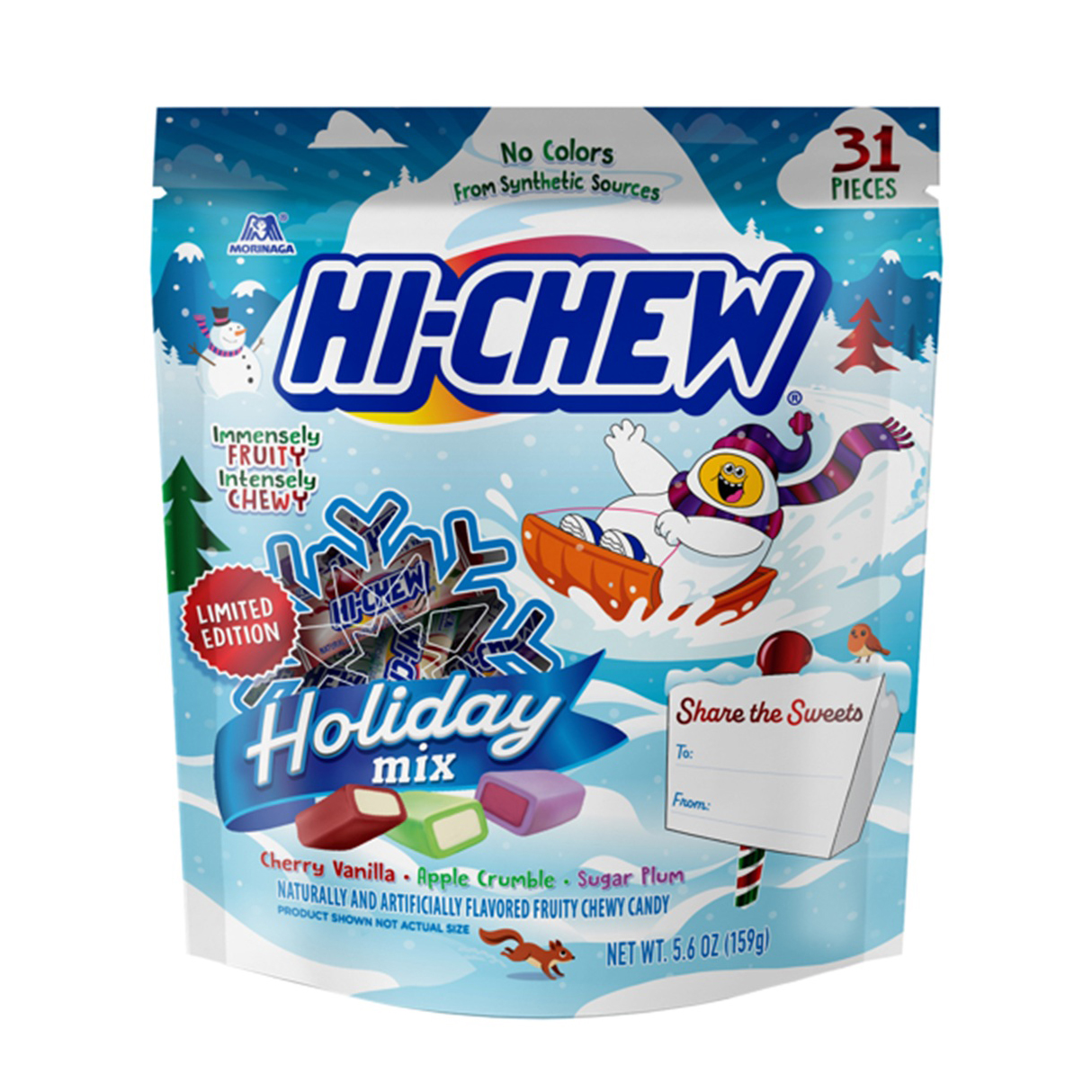 MORINAGA HI CHEW STAND UP POUCH HOLIDAY MIX  8/5.60 OZ