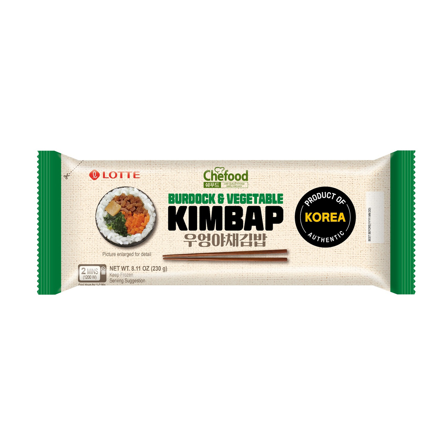 LOTTE CHEFOOD BURDOCK & VEGETABLE KIMBAP 36/8.11 OZ