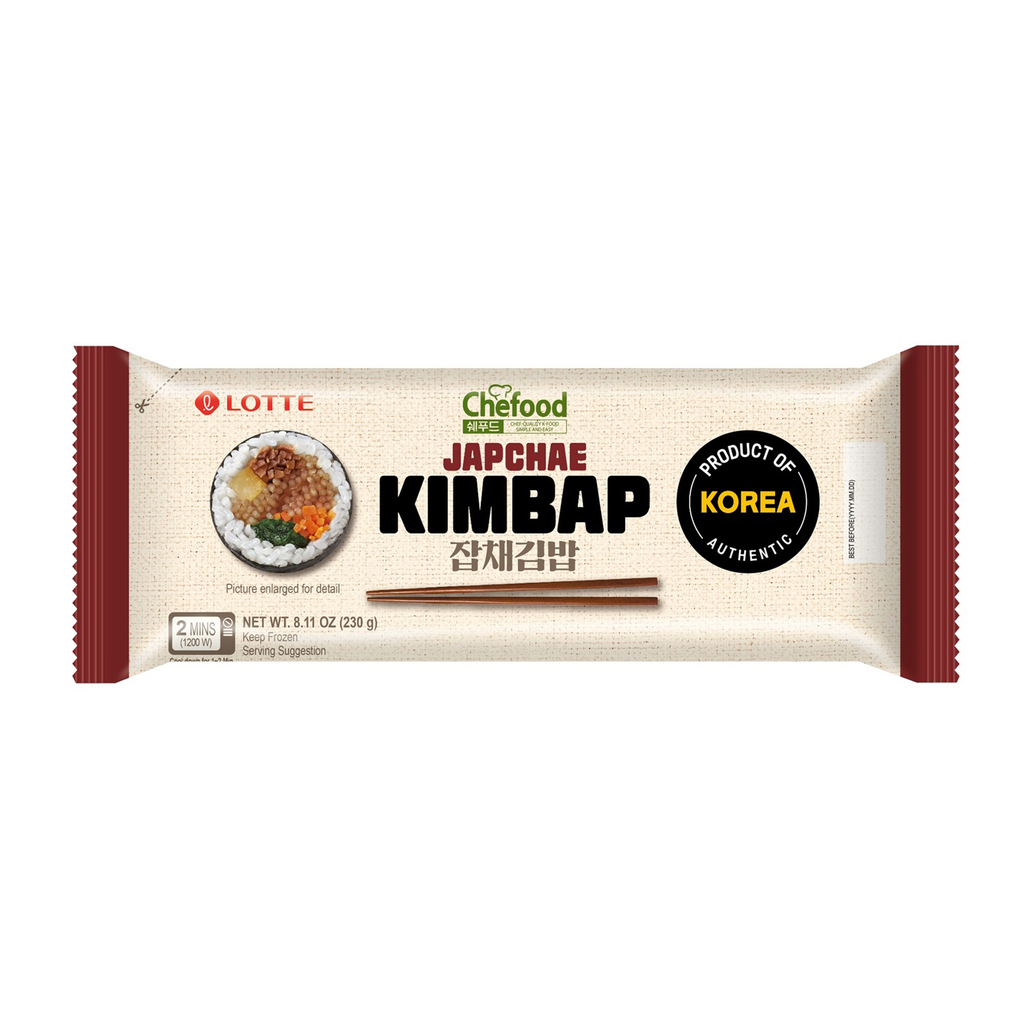 LOTTE CHEFOOD JAPCHAE KIMBAP 36/8.11 OZ