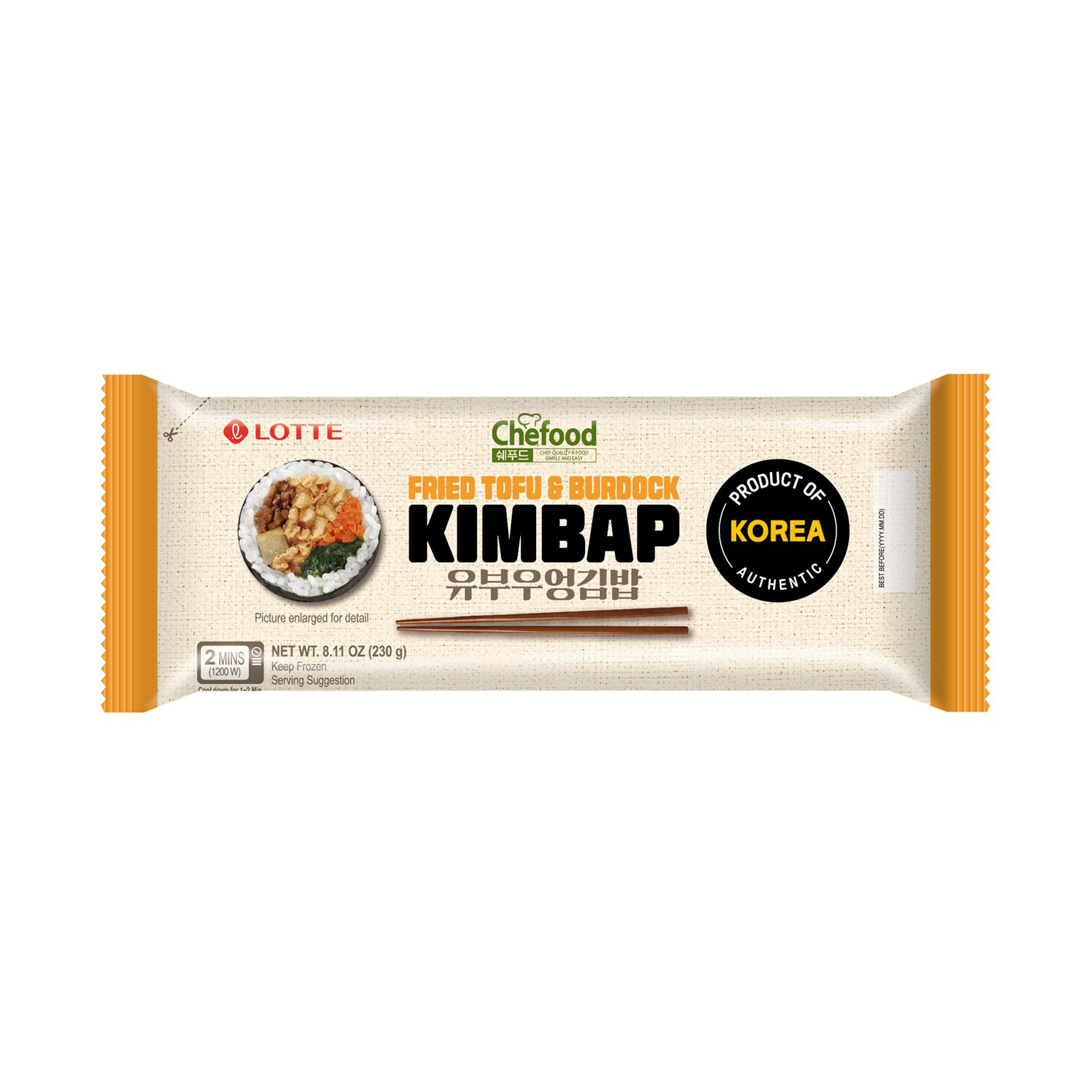 LOTTE CHEFOOD FRIED TOFU & BURDOCK KIMBAP 36/8.11 OZ