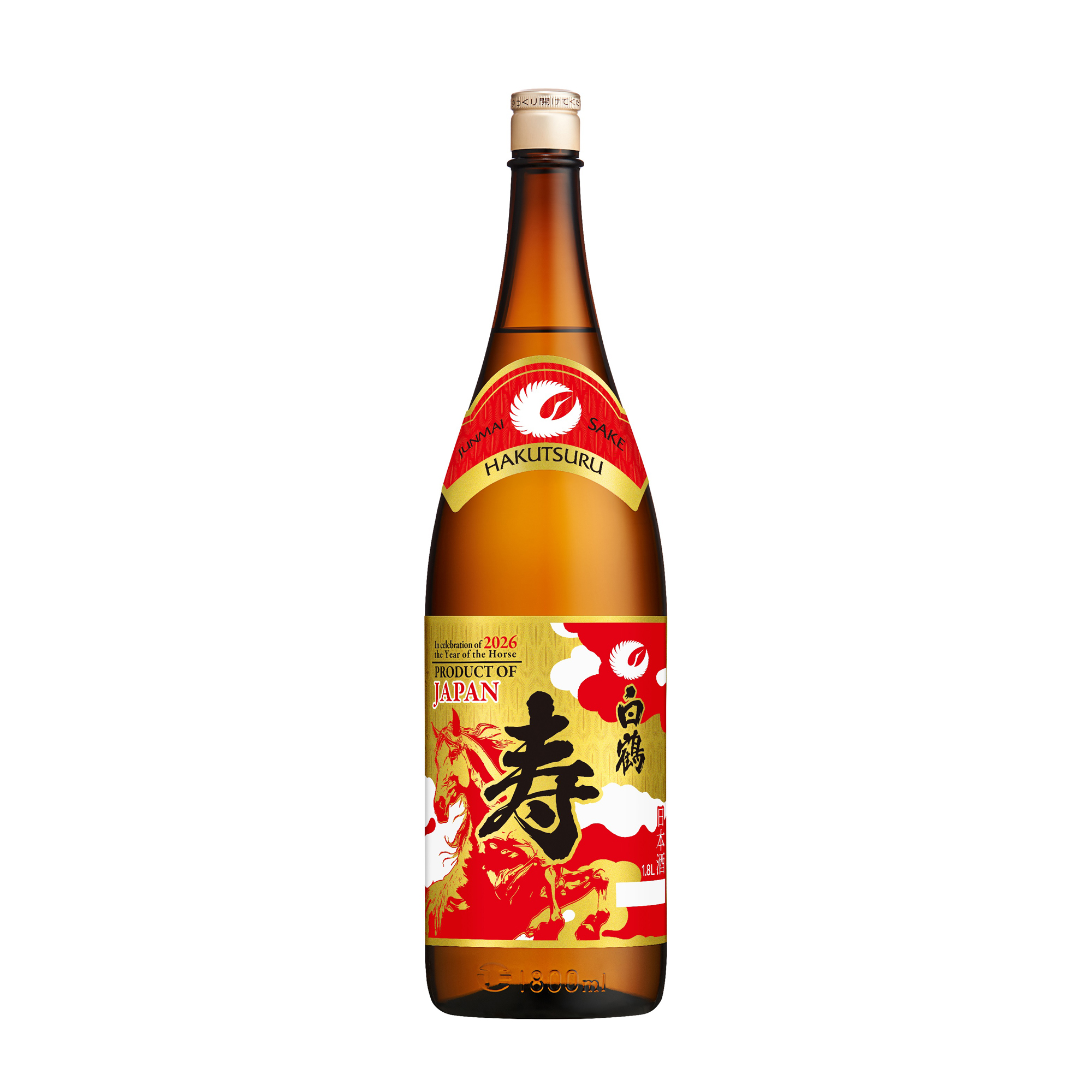 HAKUTSURU JUNMAI SAKE 2026 THE YEAR OF THE HORSE  6/1.80 L