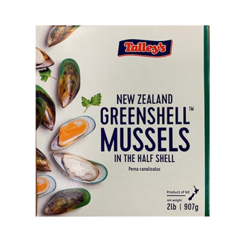 TALLEY'S GREEN MUSSELS L FROZEN FARM NEW ZEALAND 12/2#
