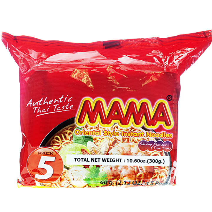 MAMA INST NOODLE TOM YUM SHRIMP 5P 6/10.6 Z
