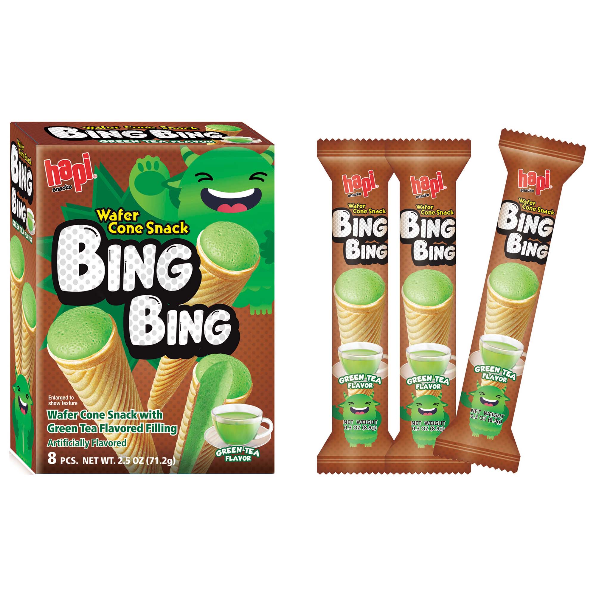 HAPI BING BING CONE SNACK GRNTEA3/5/2.5Z