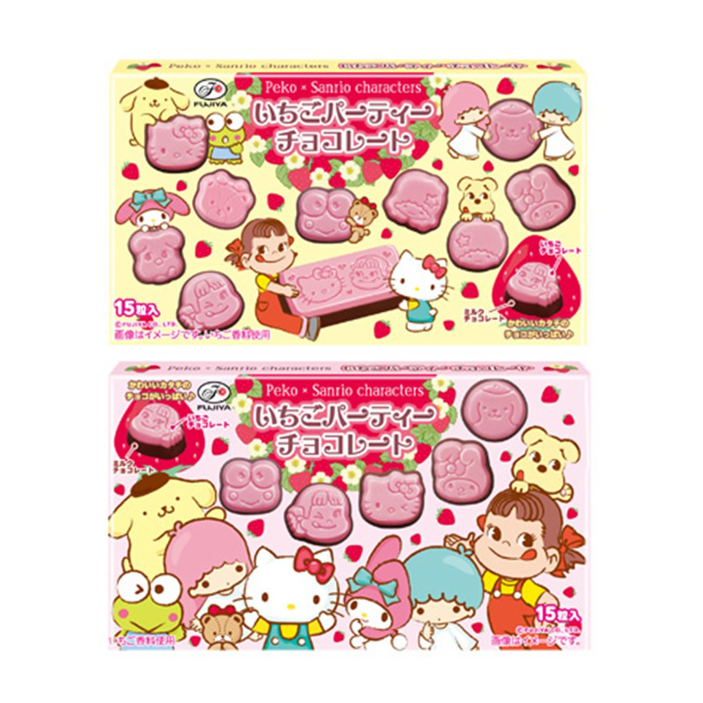 FUJIYA PEKO SANRIO STRAWBERRY ICHIGO PARTY CHOCOLATE  6/10/1.41 OZ