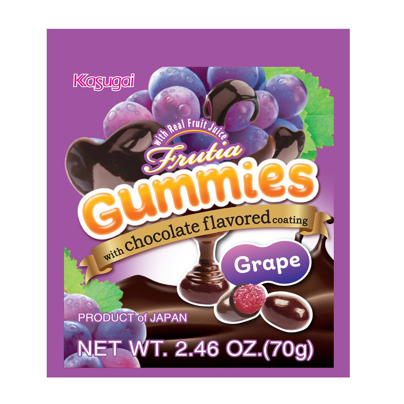 KASUGAI CHOCOLATE GUMMY GRAPE 9/8/2.46 OZ