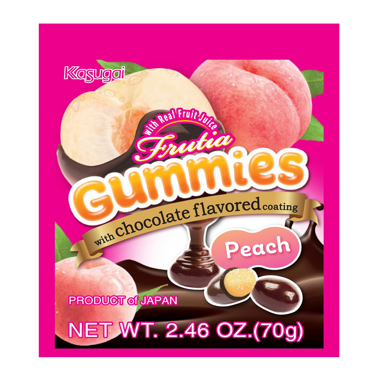 KASUGAI FRUTIA CHOCOLATE GUMMY PEACH 9/8/2.46 OZ