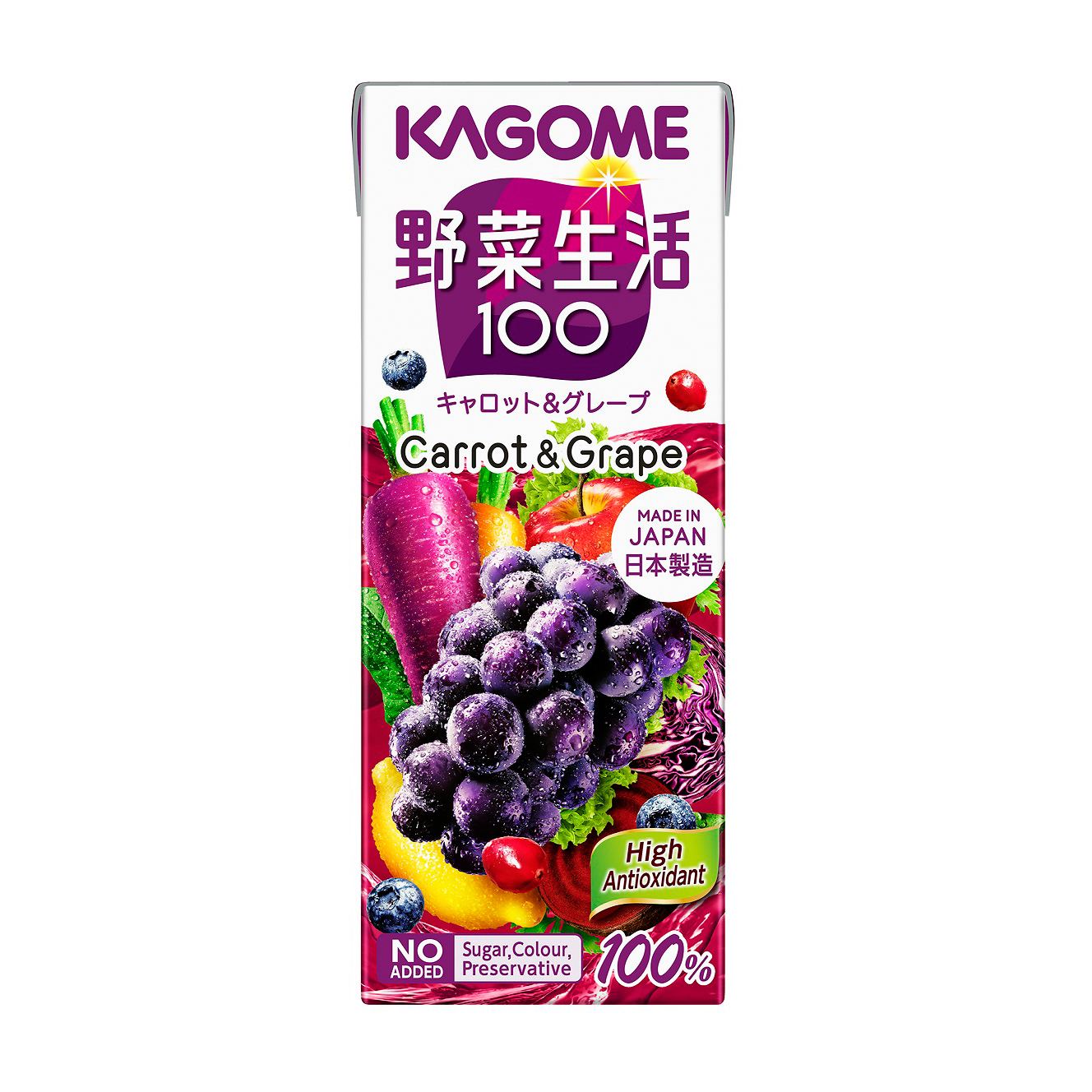 KAGOME YASAI VEGETABLE SEIKATSU CARROT & GRAPE JUICE 2/12/6.76 FZ