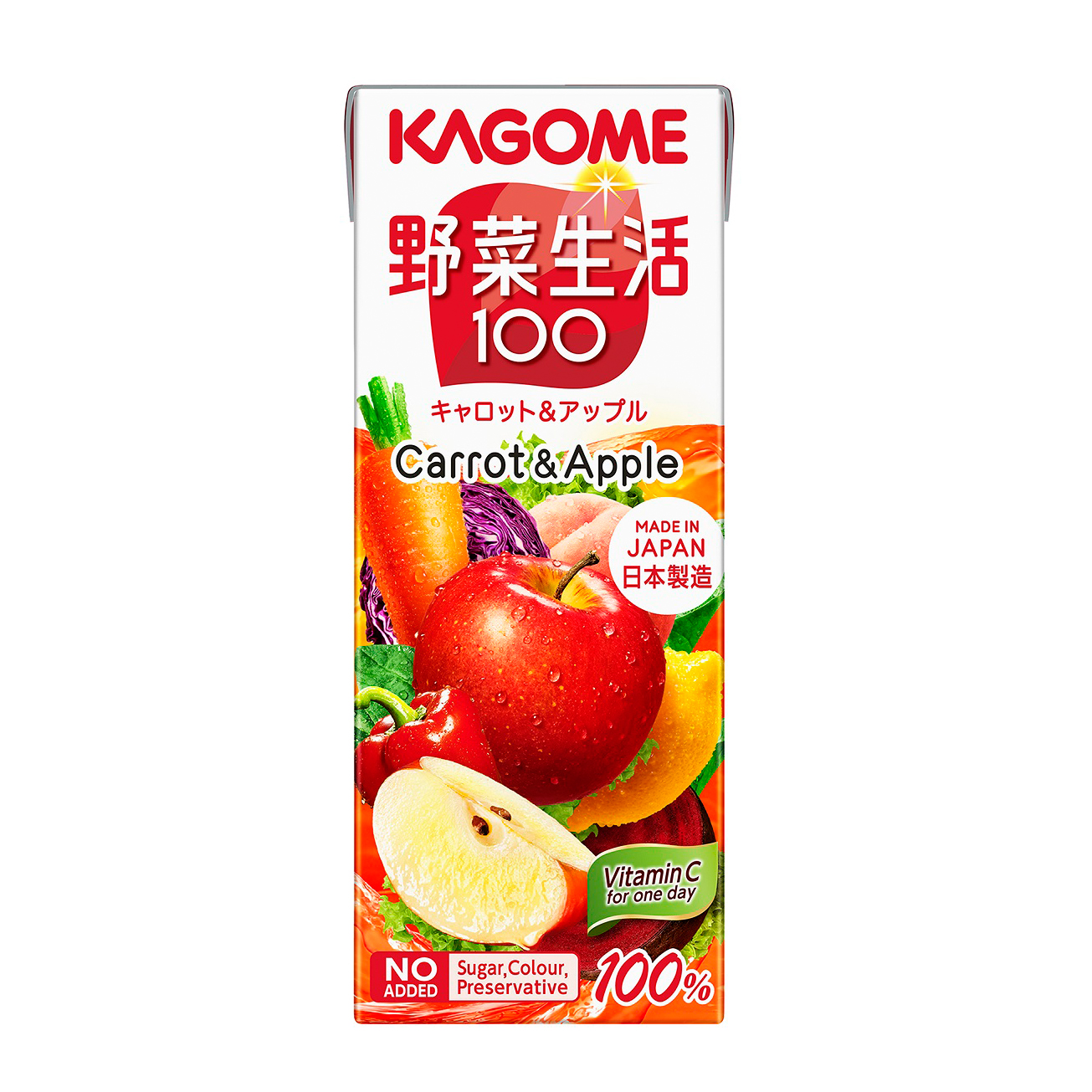 KAGOME YASAI VEGETABLE SEIKATSU 100 CARROT & APPLE JUICE 2/12/6.76 FZ