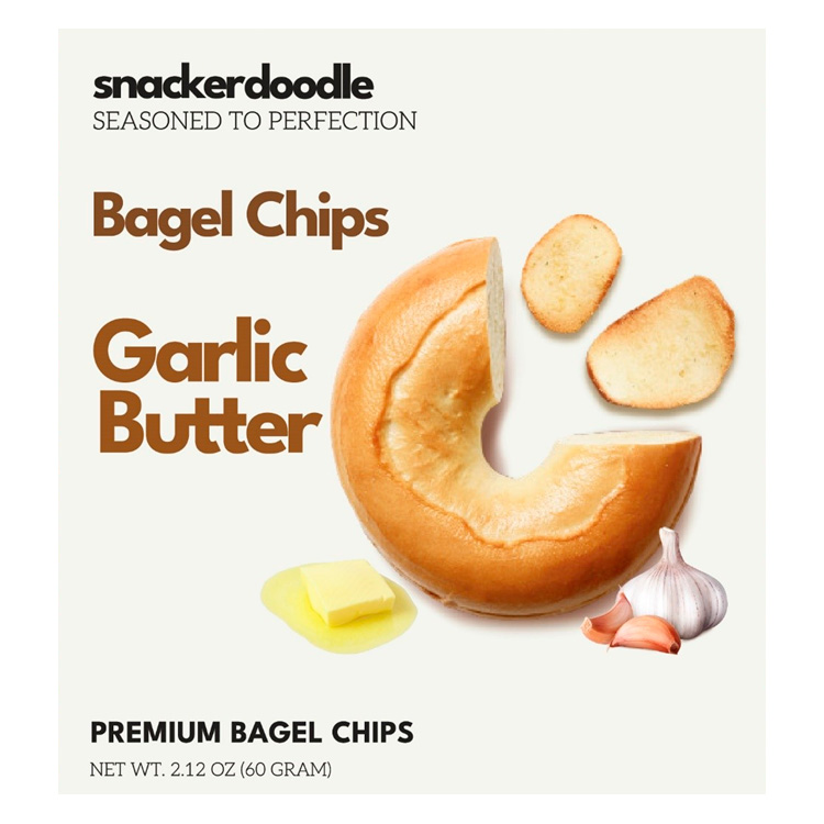 SNACKERDOODLE BAGLE CHIPS GARLIC BUTTER  12/2.12 OZ