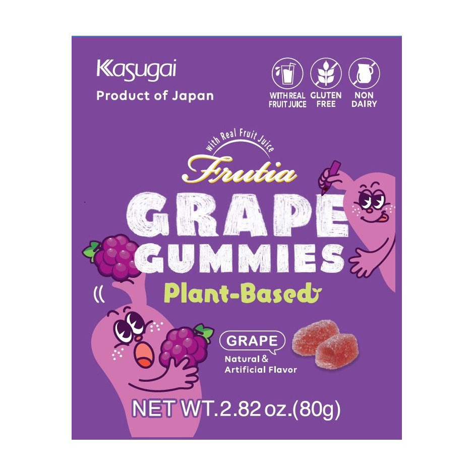 KASUGAI FRUTIA PLANT BASED  GUMMY GRAPE 6/8/2.82 OZ