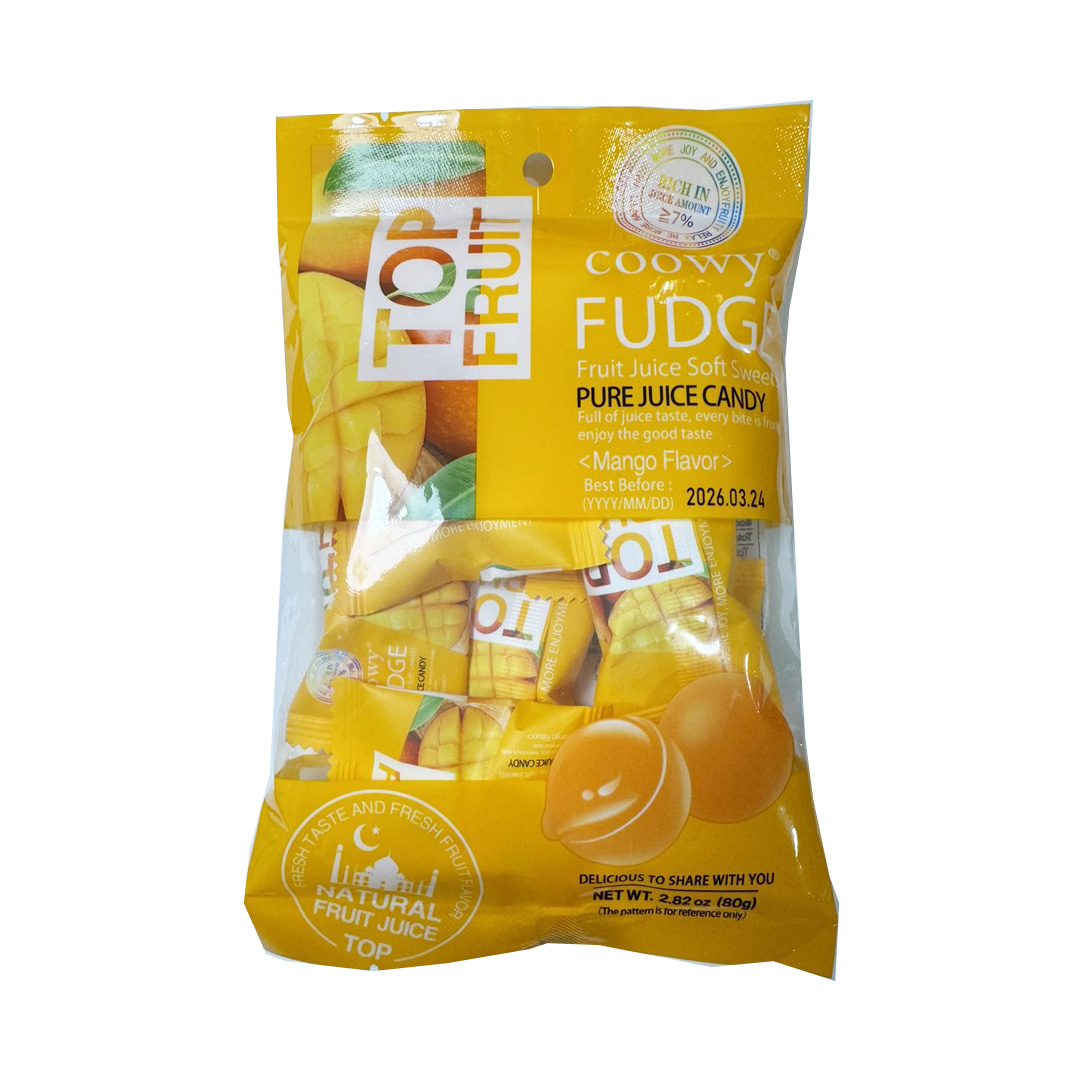 COOWY TOP FRUIT FUDGE SOFT SWEETS PURE JUICE CANDY MANGO 6/12/2.28 OZ