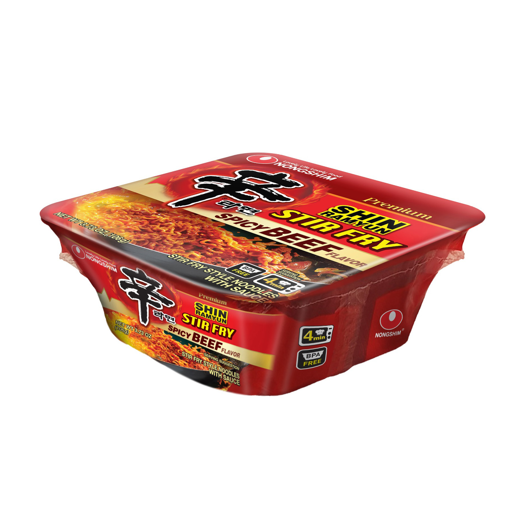 NONG SHIN SQ BOWL SHIN RAMYUN STIR FRY SPICY BEEF 6/3.73 OZ
