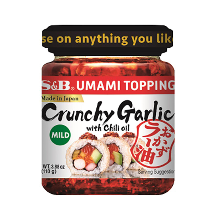 SB UMAMI TOPPING CRUNCHY GARLIC W/CHILI OIL RAYU LAYU MILD 8/6/3.88 OZ