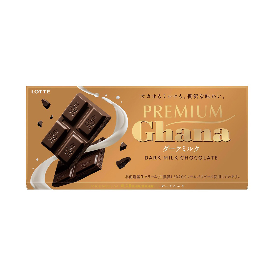 LOTTE PREMIUM GHANA DARK MILK CHOCOLATE 12/10/2.46 OZ