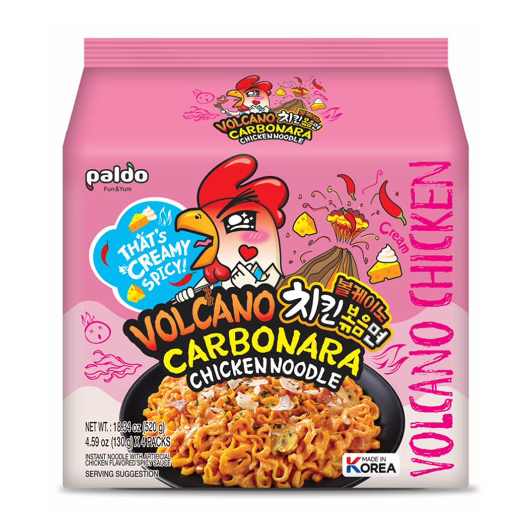 PALDO INSTANT VOLCANO CARBONARA CHICKEN NOODLE 4P  4/18.34 OZ