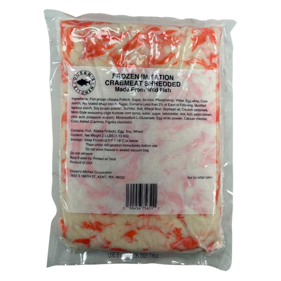 OCEAN'S KITCHEN IMITATION CRAB MEAT KANIKAMA SHREDDED WILD USA 20/1.10 #