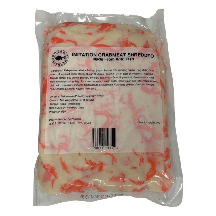 OCEAN'S KITCHEN IMITATION CRAB MEAT KANIKAMA SHREDDED WILD USA REFRIGERATED  20/1.10 #