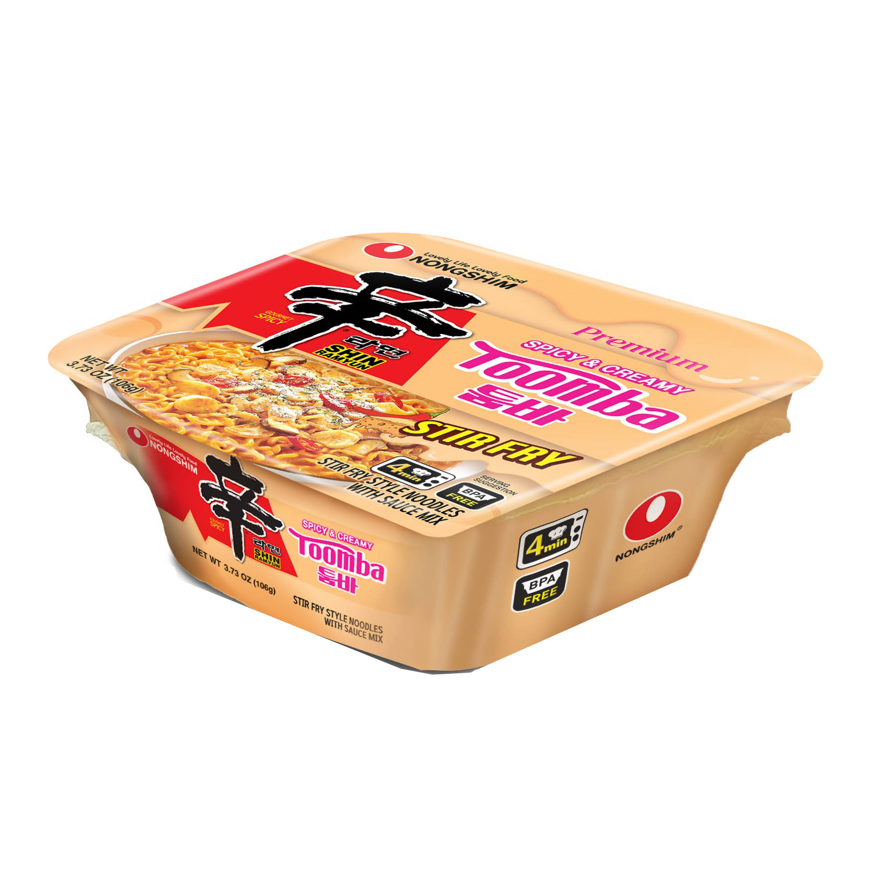 NONG SHIN SQUARE BOWL SHIN RAMYUN SPICY & CREAMY TOOMBA STIR FRY 6/3.73 OZ